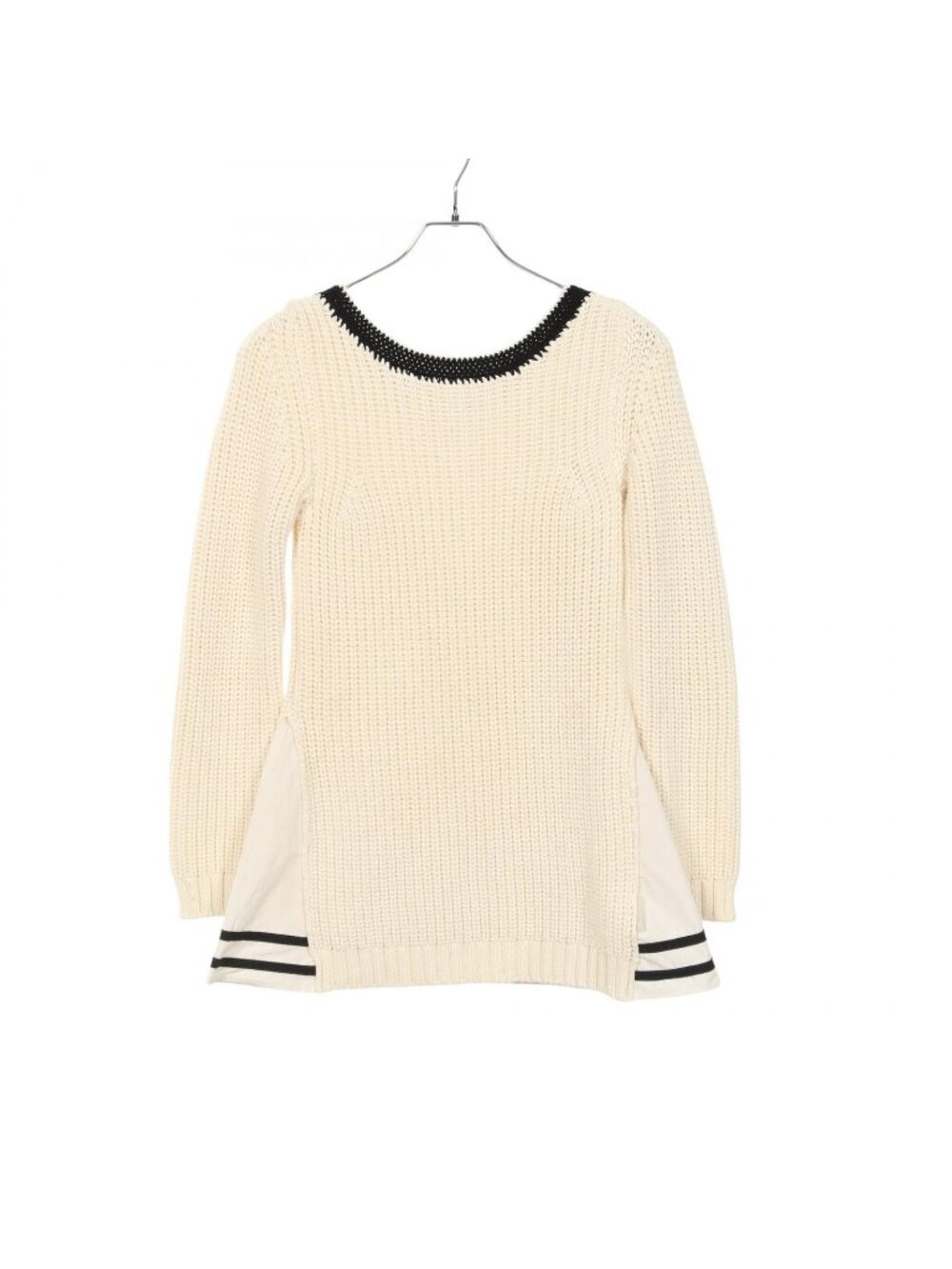 Moncler Sweater Tricot Collo a Barchet Nylon Trim Cotton